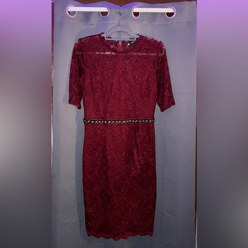 Miusol Red Sheath Cocktail Dress with 3/4 Sleeves